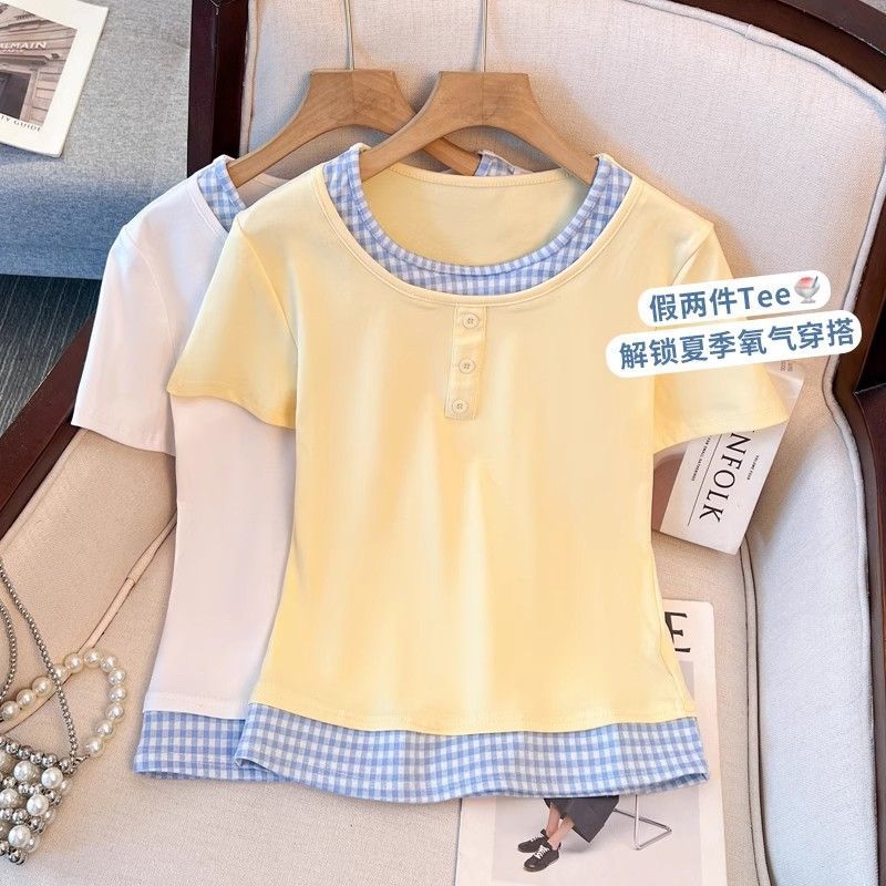 Womens Long Sleeve T Shirt Vintage Style Plaid Design Casual Spring Autumn Layering Top