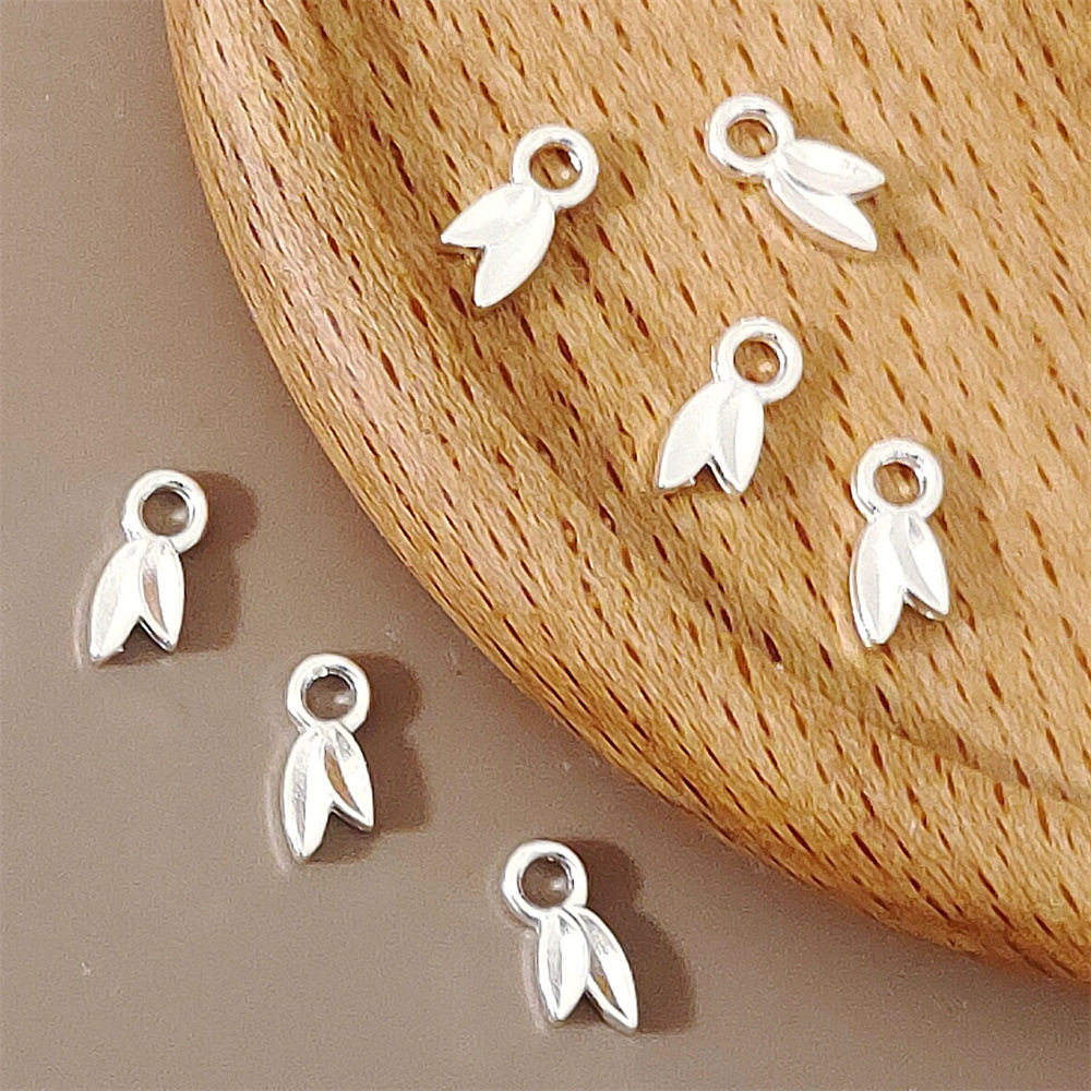 Alloy Antique Silver Bamboo Leaf Bright Silver Pendant Beads DIY Accessories Bamboo Loose Beads Braided Rope Bracelet Tassel with Beads Hairpin