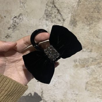 Exquisite Black Fabric Bow Ball Clip 2024 Autumn and Winter New Classy Elegant Ponytail Hair Clip Hair Accessories