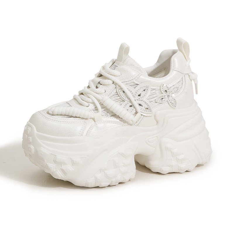 Sandal cao gót nữ hở mũi đế xuồng gót siêu cao 8 cm, phong cách thể thao lưới thoáng khí — Trắng, Bạc