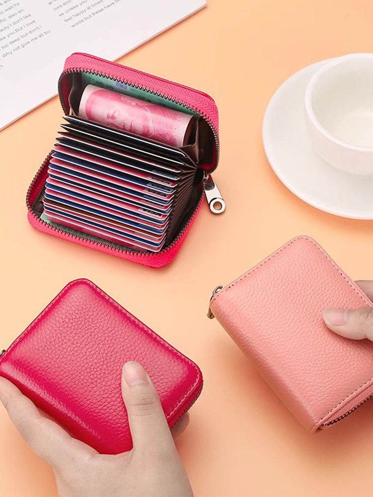 Real Hand Quality Card Bag Men's Exquisite High-end Women's Anti-degaussing Ultra-thin Certificate Multi-card Large Capacity Card Jacket Compact