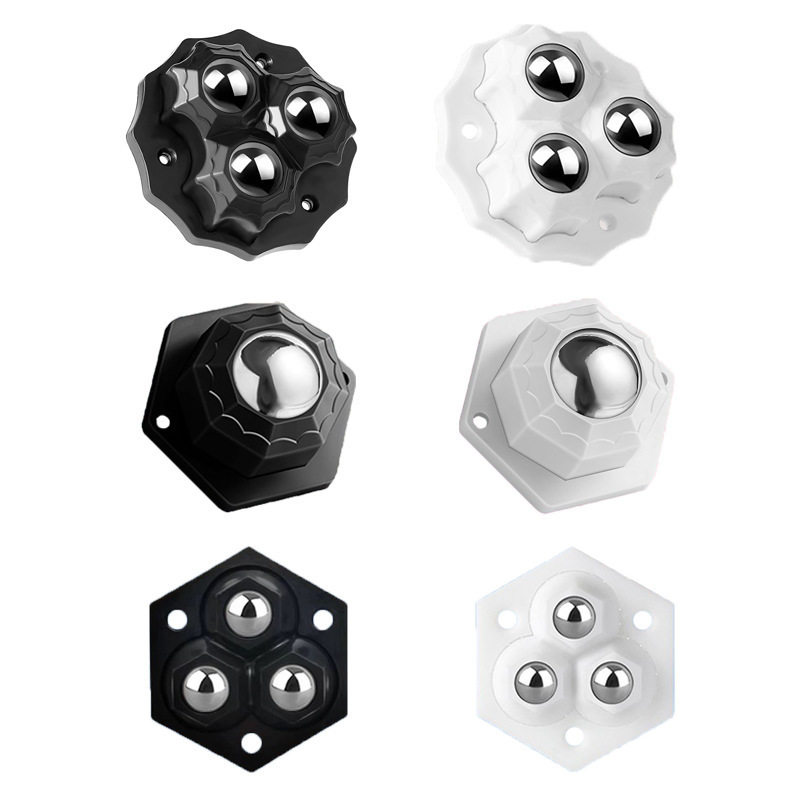 Adhesive type three-ball universal wheel caster non-punching bearing wear-resistant silent box bottom small pulley furniture caster