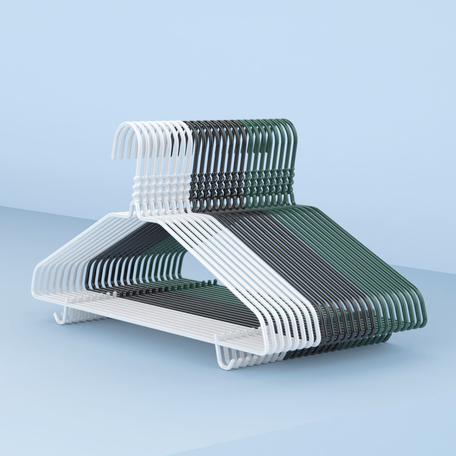 Plastic coated hanger black white seamless non-slip thickened adult clothes rack clothes hanger clothes hook balcony drying clothes hanger