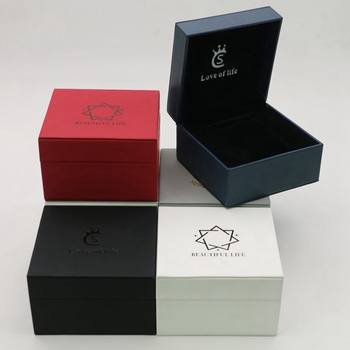 Source manufacturers advanced watch box PU leather watch box single Black Watch storage box gift box packaging can be printed LOGO