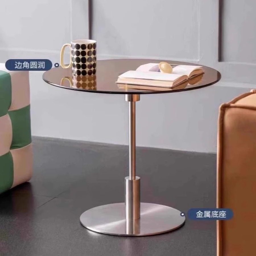 Nordic Stainless Steel Bedroom Side Table, Vintage Sofa Side Table, Simple Bedside Table with Wheels, Sofa Glass Corner Table, Coffee Table