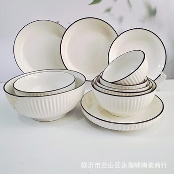 Japanese-style ceramic bowls and plates suit Yamada bowls and plates soup dishes hotel household ceramic bowls and plates wholesale