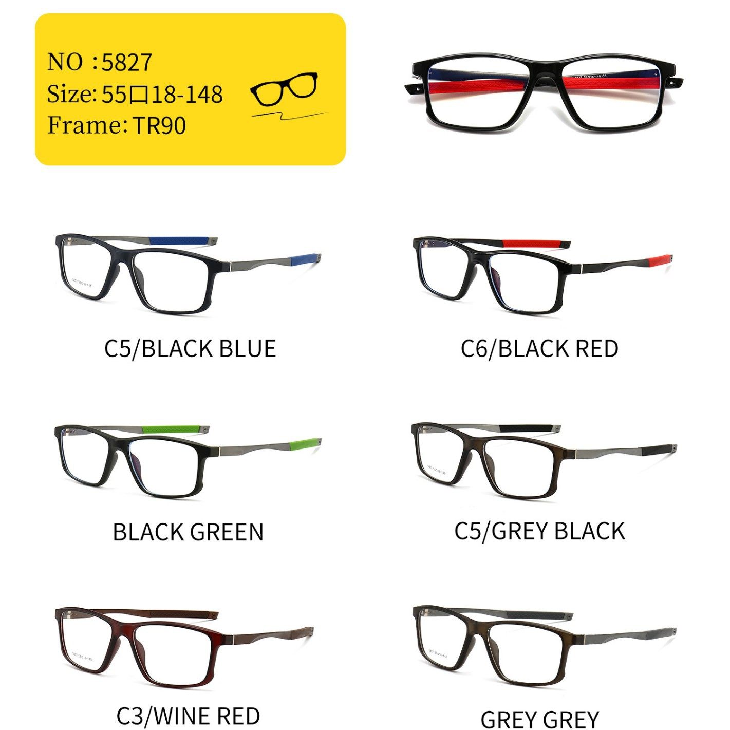 New European and American sports TR90 frame aluminum magnesium foot eye protection flat glasses men's frame glasses can be equipped with myopia