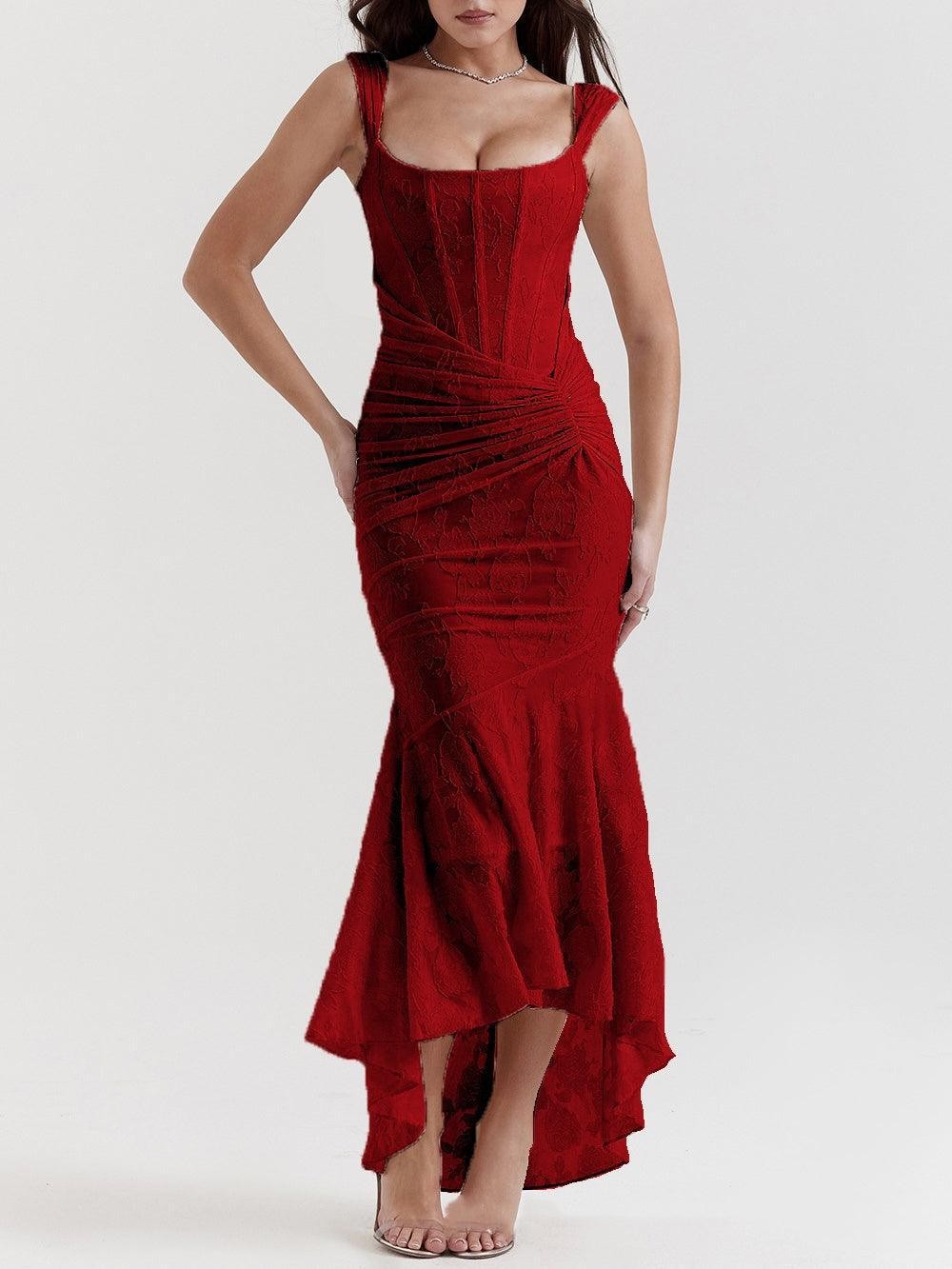 Sleeveless Bodycon Dress Solid Color Low Neckline Elegant Style Spring Summer Occasion Wholesale Available