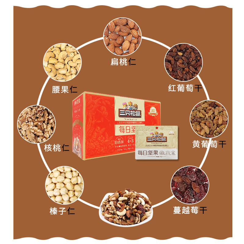 Three Squirrels Daily Nuts 750g Dried Fruit Gift Box Mixed Snacks Mixed Nuts Gift Box