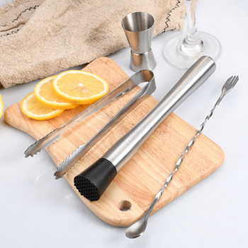 Cross-border in stock stainless steel cocktail shaker suit bar bartender tool 4-piece set wine set bartender bar spoon