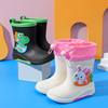 Fashionable Children's Rain Boots, Warm and Cotton-Lined, Non-Slip, Universal Rain Boots, Water Shoes for Babies, Boys and Girls, Cute Cartoon Style with Fleece Lining