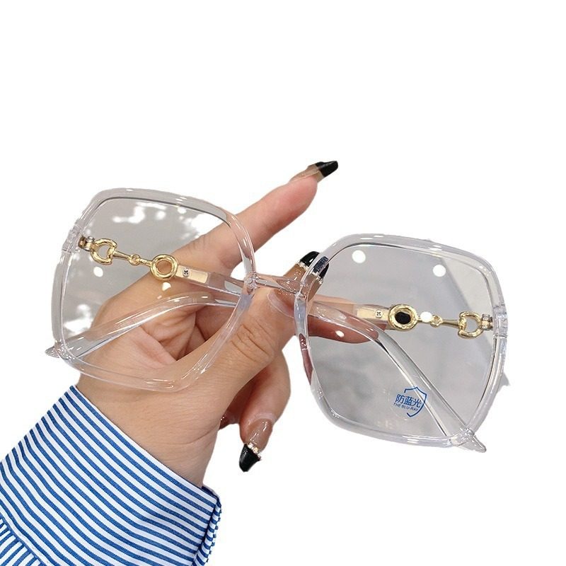 Thick-frame Black Plain Frame Men's Star Style Large-frame Anti-blue Light Glasses Frame Women's Big Face Slimming Look Sunglasses