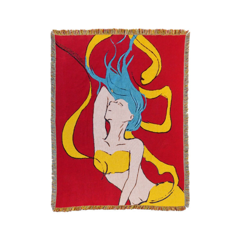 New jacquard tapestry outdoor camping blanket four seasons universal sofa towel wire blanket home nap air conditioning blanket wholesale