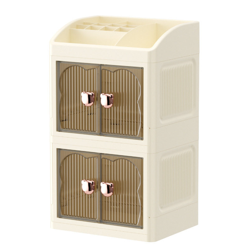 Cross-Border High-End Desktop Storage Box Foldable Multi-Layer Organizer Box Lipstick Cosmetics Storage Box Skin Care Products