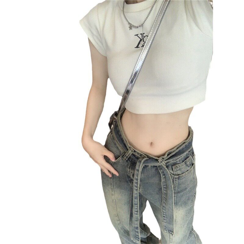 High Waisted Wide Leg Denim Pants for Women Vintage Style Frayed Hem Loose Fit Summer Fashion Wholesale Available