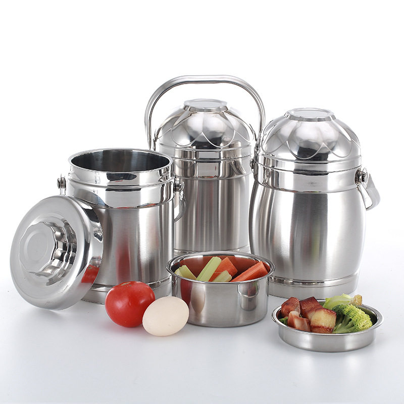 Stainless Steel Thickened Insulation Lunch Box Three-Layer Pot Large Capacity Insulation Bucket Student Adult Office worker Lunch Box