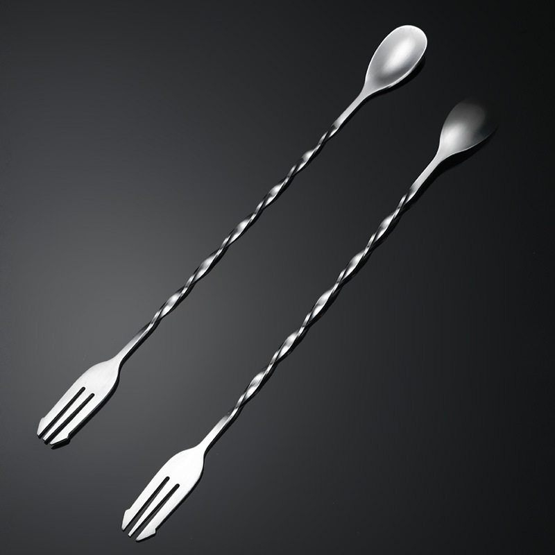 304 Stainless Steel Spoon Bar Spoon Mixing Spoon Coffee Stirring Spoon Milk Tea Spoon Bar Double-Headed Long-Handled Spoon