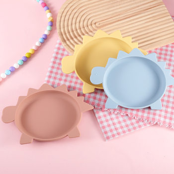 Cross-border hot selling baby food supplement silicone dinosaur plate infant silicone baby tableware cartoon Stegosaurus tableware