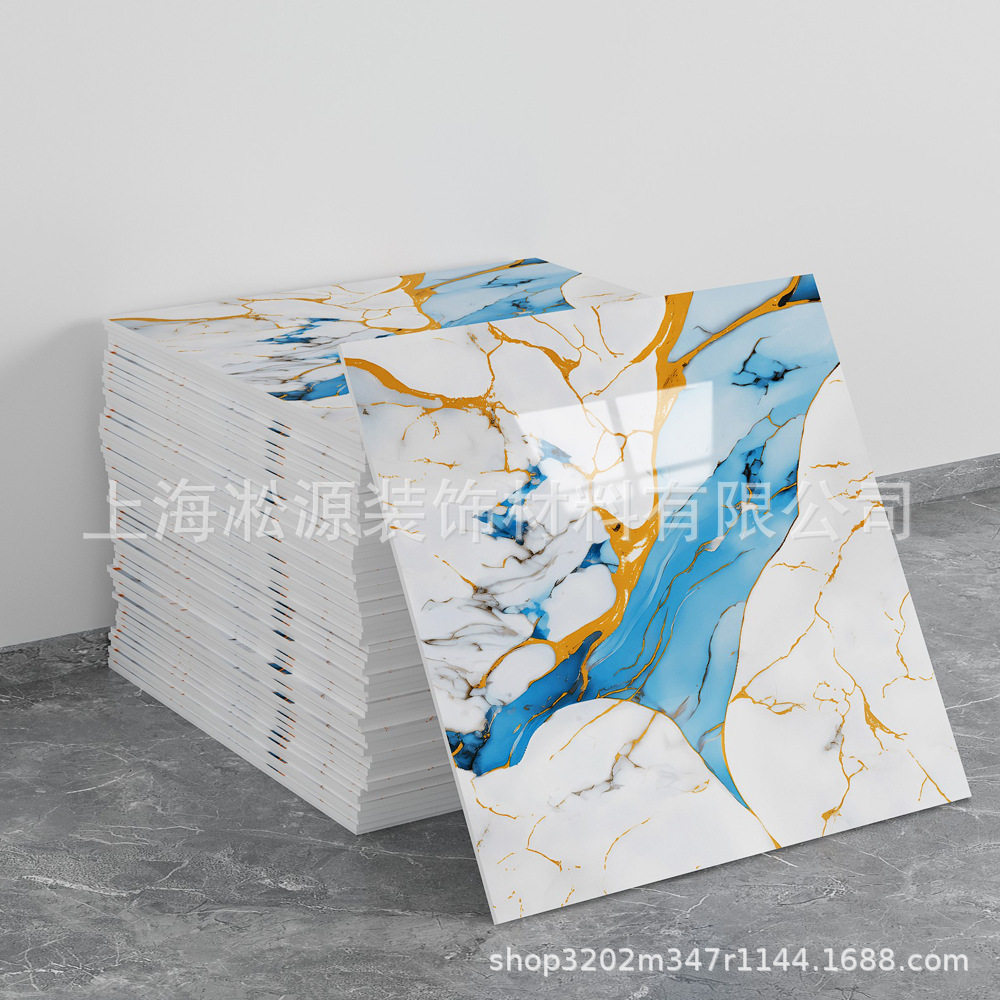 外贸跨境热销大理石仿瓷砖墙贴自粘防水防潮背景墙面装饰墙壁纸