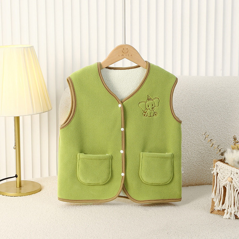 Children's Fleece-Lined Vest, Autumn & Winter Baby Thermal Waistcoat, Boys' Inner/Outer Wear, Infant & Toddler Girls' Thickened Gilet