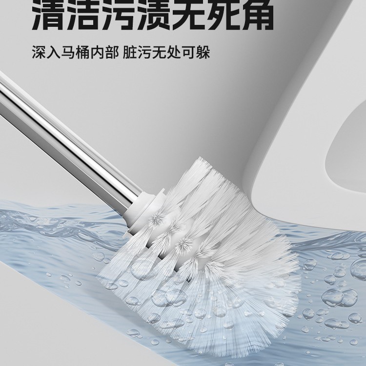 Rustic Toilet Cleaning Brush with Long Silicone Handle, Bathroom Toilet Brush, No Dead Angle Toilet Brush Set