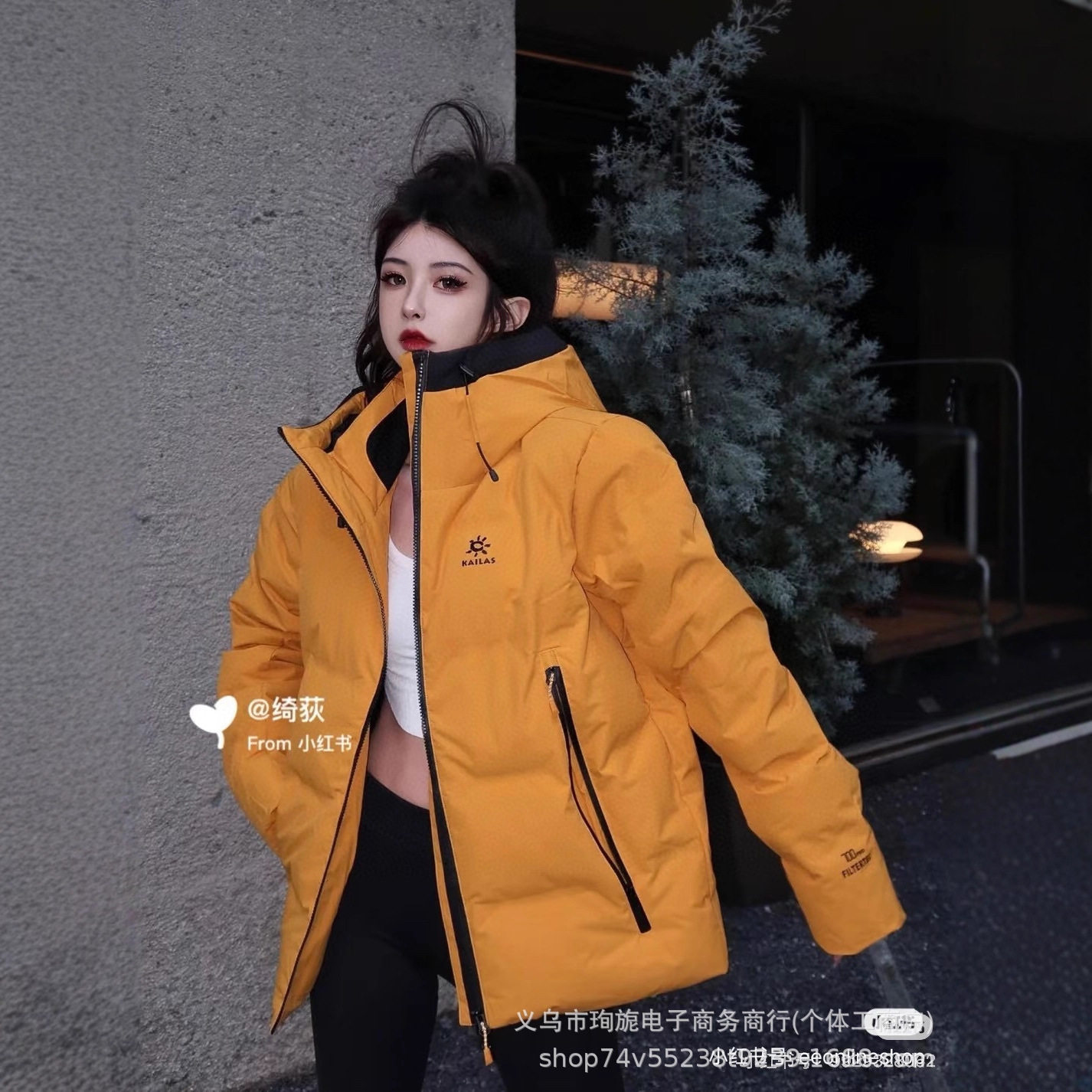 Cross-Border Export Kailasi Couple's Goose down Outdoor Hooded down Jacket, Same Style for Men and Women, Seamless Drop Shipping