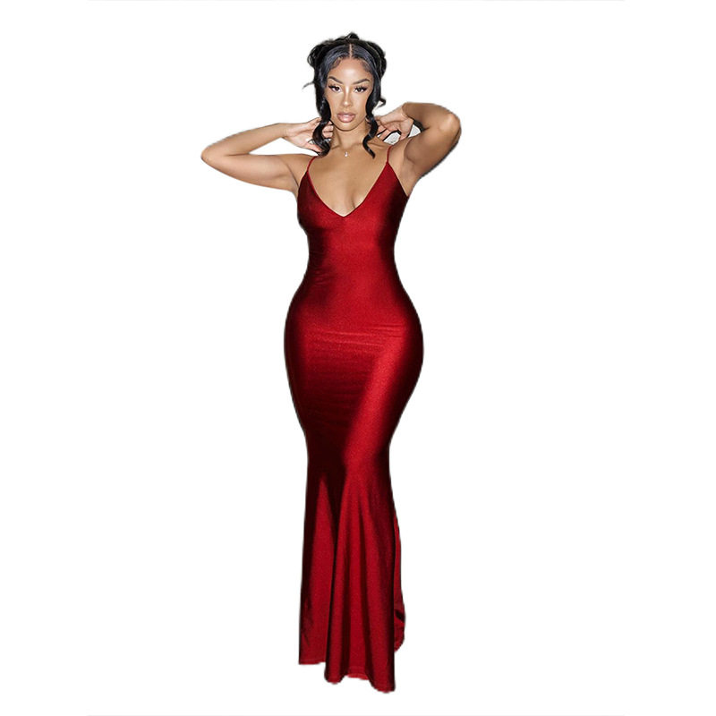 Spring Summer Womens Dress Deep V Neck Backless Slim Fit Sexy Style Perfect for Parties and Casual Outings OEM