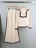 Autumn New Style Chanel Style Elegant Long-sleeved Knitted Laps Cardigan suit Women's Slim-fit Slimming Wide-leg Pants Two-piece Set