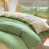 High-looking isn simple solid color washed cotton double-piece bed sheet student three or four-piece set naked sleeping double quilt cover wholesale