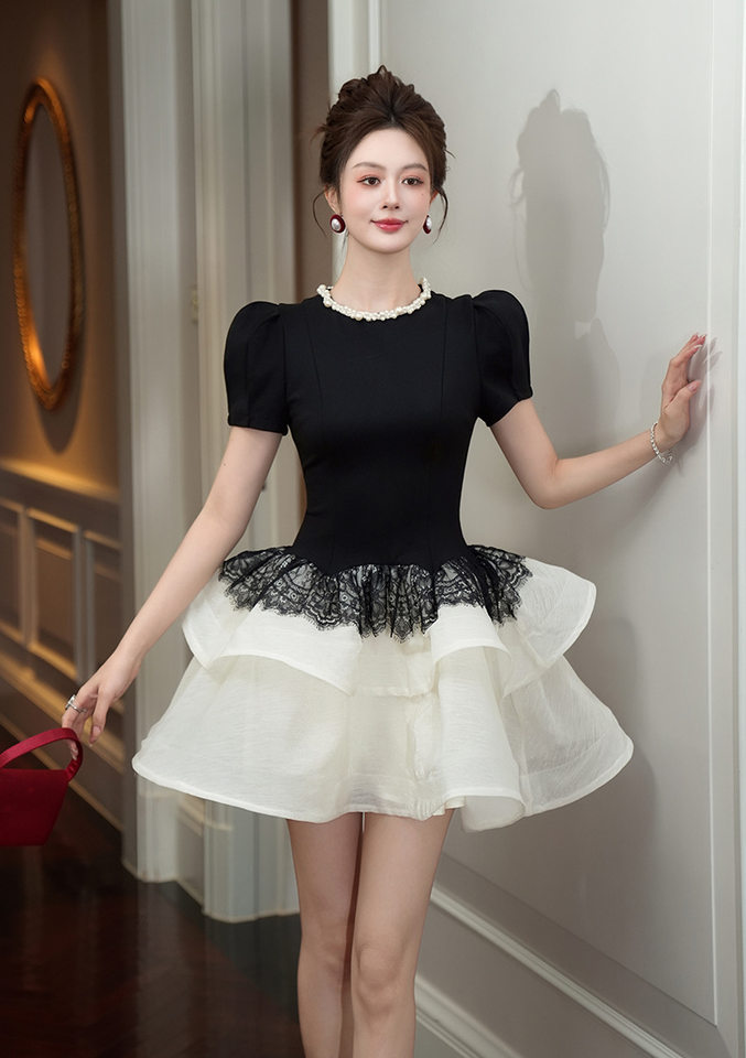 Đầm maxi nữ thắt eo tay phồng phong cách Pháp mùa hè — [Màu đen] chi tiết 9