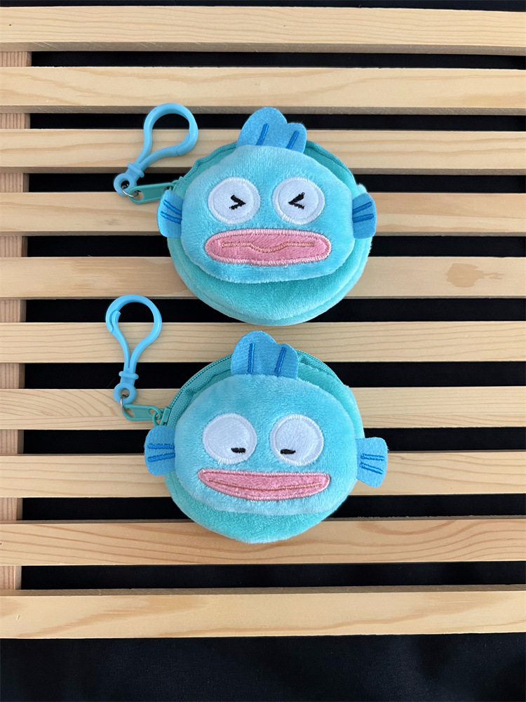 Cartoon Clownfish Round Plush Coin Purse, Carry-On Bag, Anti-Fall Bluetooth Headset Bag, Portable