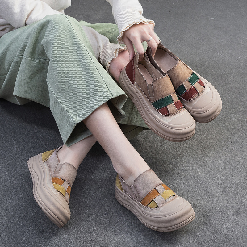 Giày Thể Thao Tăng Chiều Cao Nữ Đế Cao Hàng Mùa Hè Phục Cổ Cổ Điển