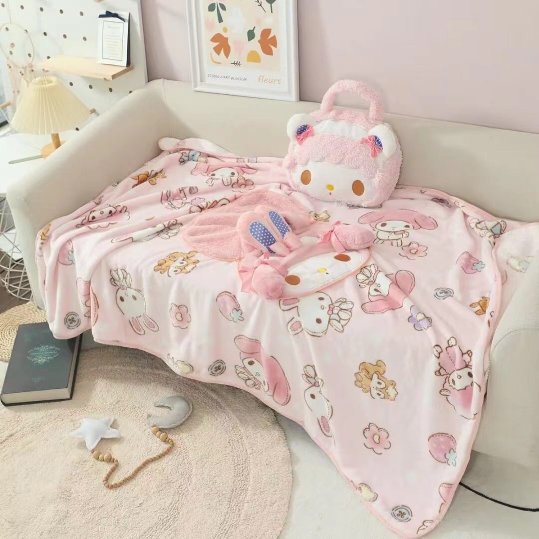 Cartoon Cute Lamb Merlot Handbag Pillow Blanket 2-in -1 Girl's Portable Nap Air-conditioning Blanket