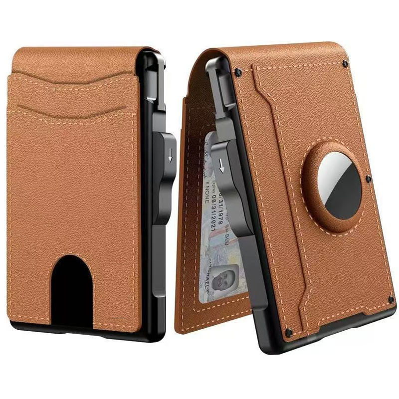 Cross-Border Hot-Selling Rfid Men's Card Holder Metal Anti-Magnetic Anti-Theft Automatic Card Ejection Wallet Credit Card Business Card Box Wallet