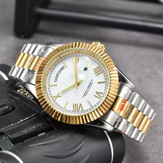 Quick-stimulating Export Watch Roman Numerals Steel Band Double Calendar Imitation Leisure Business Quartz Labor Supply Wholesale Manufacturer Generation