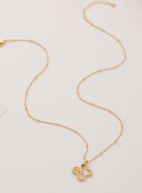 新中式原创时尚蛇年四叶草蛇形吊坠项链本命年精致轻奢百搭锁骨链