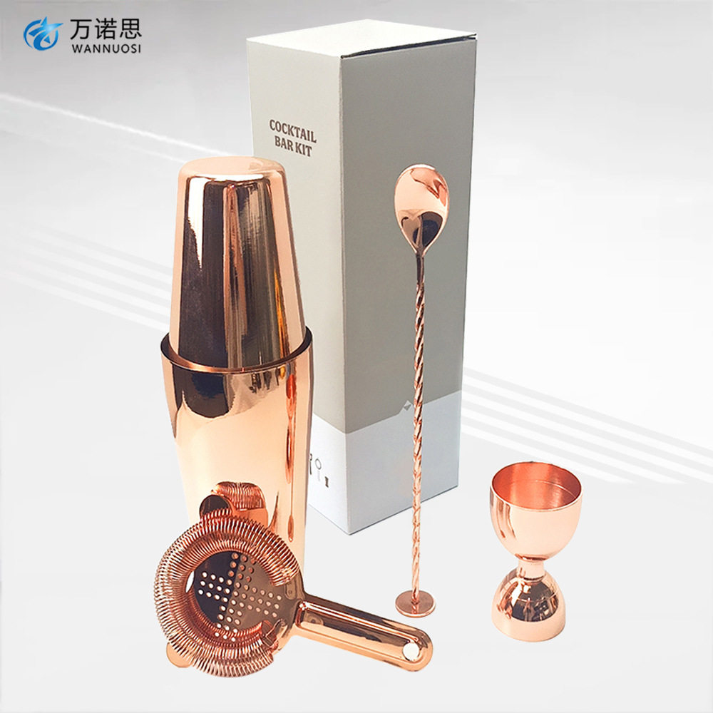 Cross-border Amazon Stainless Steel Cocktail Shaker suit 4-piece Cocktail Boston Shirk Cup Bartending Tool