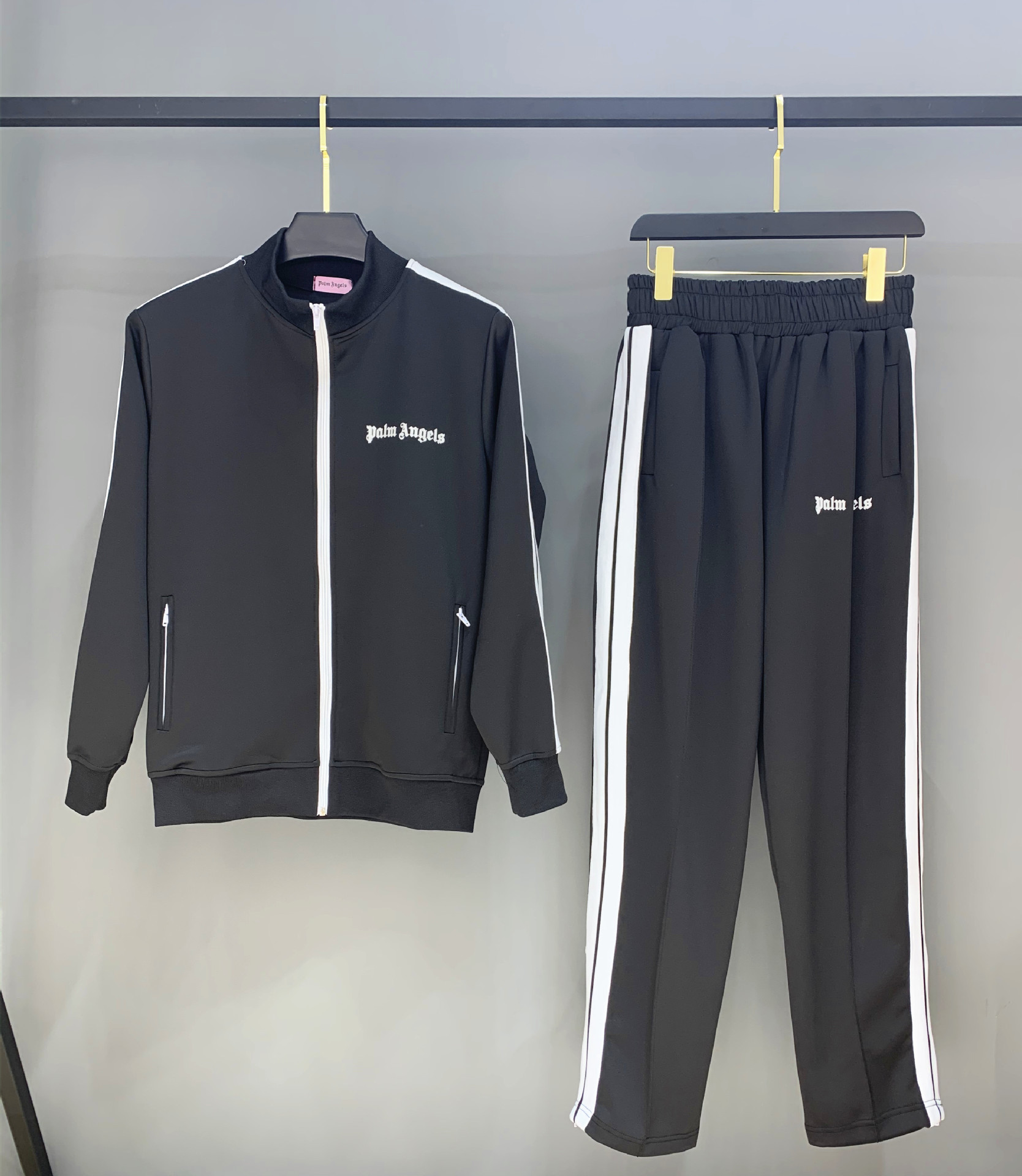 Cross-border wholesale PA sports suit jacket coat letter side color matching stripes ribbon student uniform sports pants