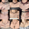 Y2K Sexy Retro Leather Metal Necklace Wrapped Choker Collar Punk Butterfly Y2K Clavicle Chain