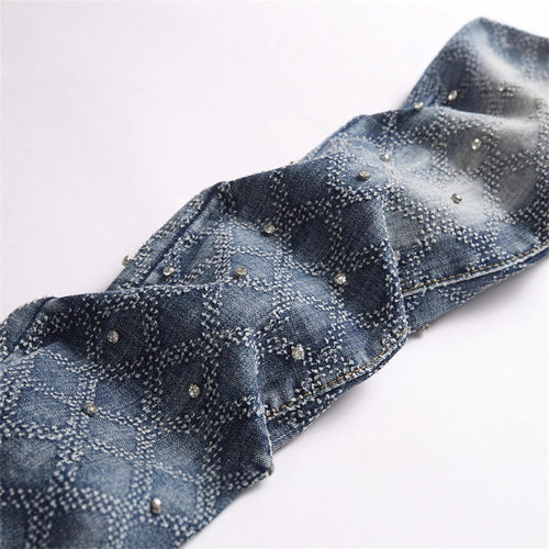 朋克铆钉微喇叭牛仔裤男青年外贸潮流复古蓝时尚长裤中腰弹力休闲 - 图2