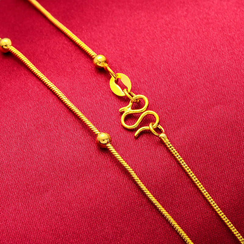 Imitation Gold Vietnam Sand Gold Box Chain Bag Beads Clavicle Chain Copper Plated Gold Chain Bag Beads Box Chain Live Broadcast