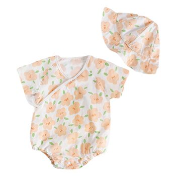 Baby Summer Thin Jumpsuit Western-style Newborn Bag Fart Clothes for Boys and Girls Baby Bamboo Cotton Gauze Hayi Climbing Clothes
