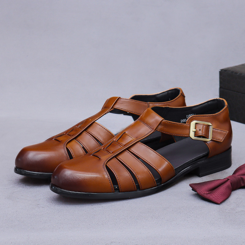 Giày Dép Sandal Nam Chất Liệu Da Bò Hàng Mùa Hè Phục Cổ Cổ Điển