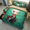 Sanding printing four-piece cartoon style 1.5/1.8m quilt cover three-piece double bedding kit