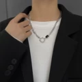 L151-A (irregular black diamond necklace) titanium steel
