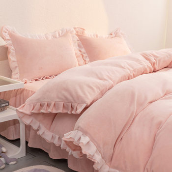 Milk Velvet Flying Edge Set Japanese Lace Bed Skirt Bedding