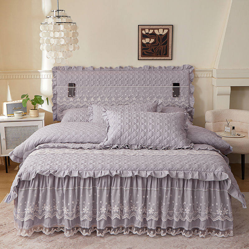 Princess Korean Style Lace Bed Skirt Four-Piece Set Five-Piece Quilt Cover Bedspread 1.8 Bedding Source Factory