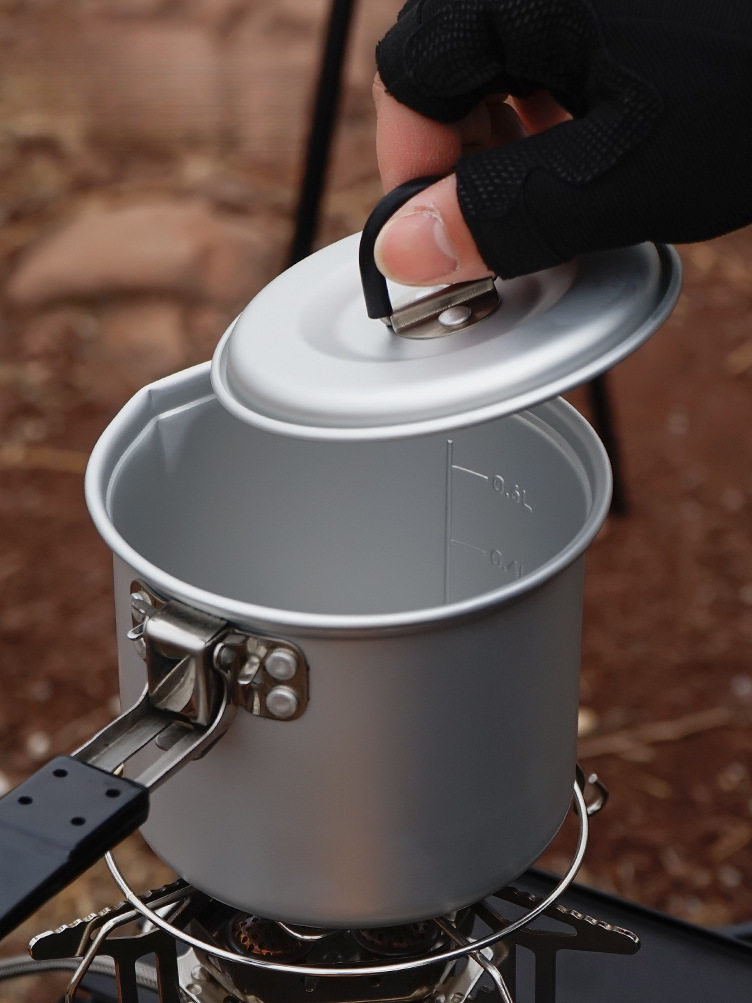 Cls Small Milk Pot Outdoor Mountain Camping Portable Barbecue Boiling Water Tea Coffee Single Pot Self-Driving Foldableing Pot
