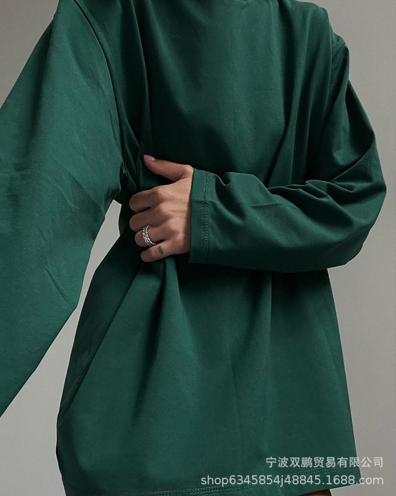Womens Long Sleeve T Shirt Solid Color Oversized Fit 100 Cotton Casual Everyday Wear Wholesale Available