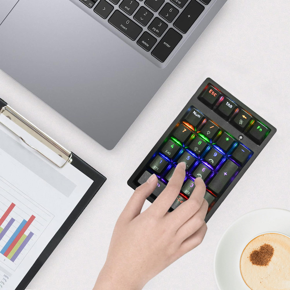 Digital Keyboard New 21-Key Numeric Keyboard Rgb Color Light Office E-Sports Office Finance Green Axis Wireless